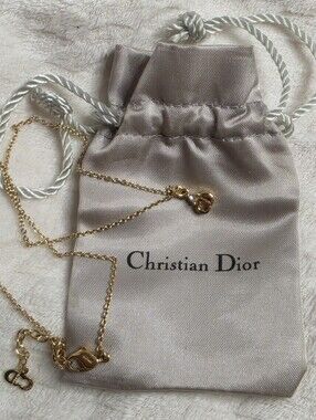 Dior Gold Tone CD Pendant Necklace with Clear Stone Scissor Pendant